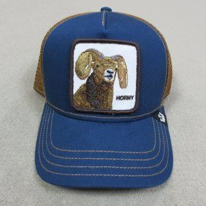 Goorin Bros Hat Cap Snap Back Blue Horny Goat Trucker Mesh One Size Mens Adult